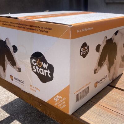 Cow Start calcium supplement box for dairy cows.