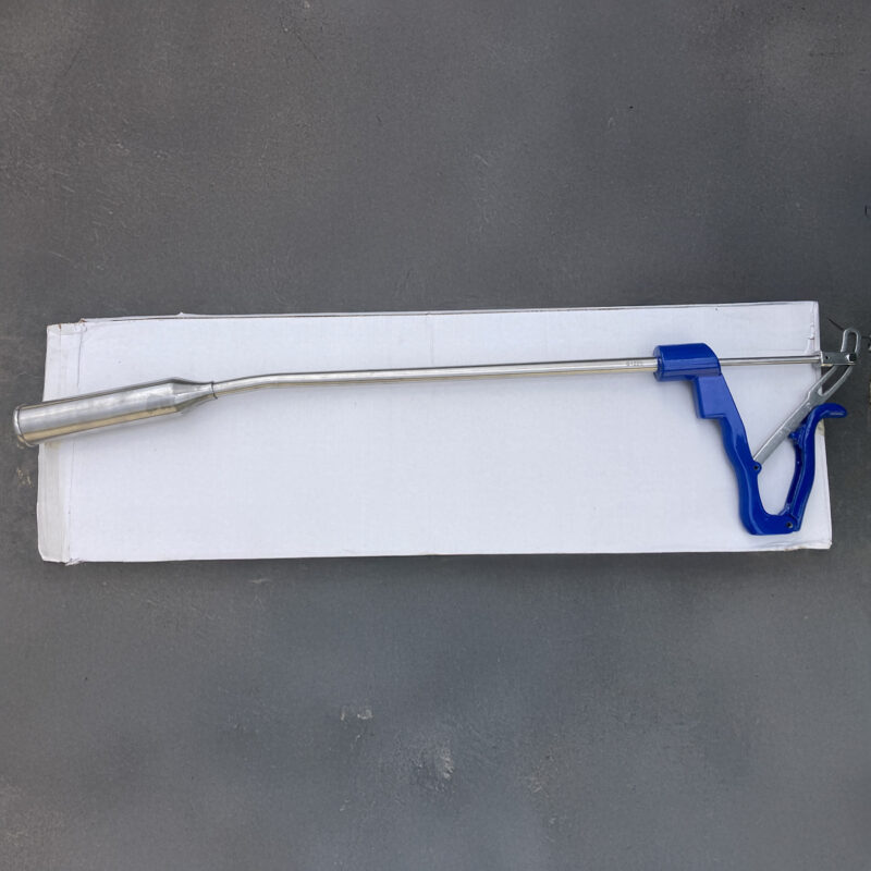 Metal and plastic tool on white box background