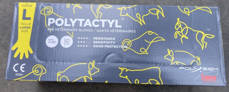 Polytactyl large veterinary gloves box with animal outlines.